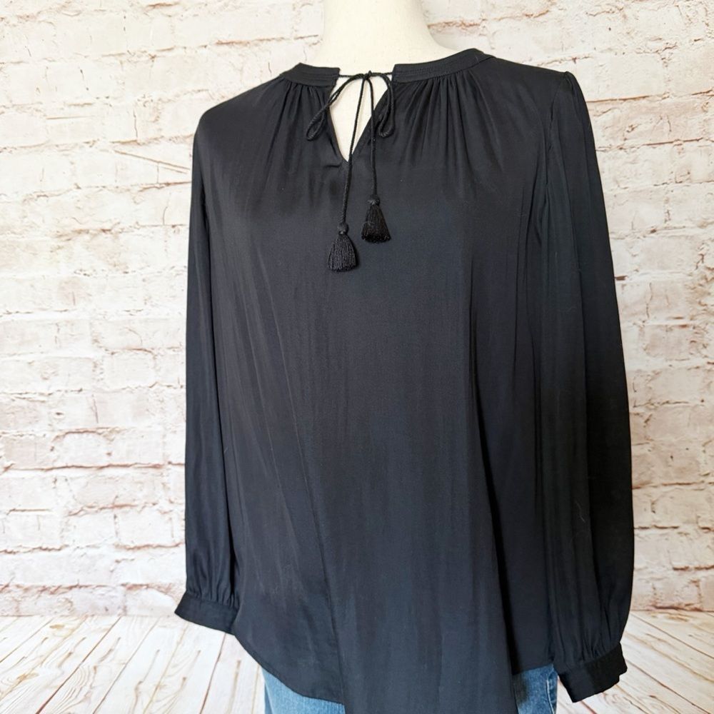 Loft satin boho tassel blouse